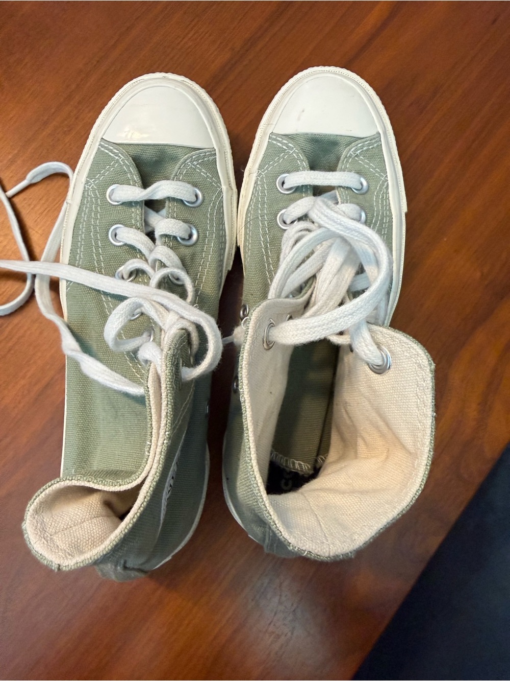High-Top Canvas Sneakers in Sage Green